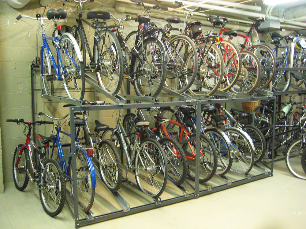 Bike Stacker storage racks can be placed side-by-side to accomodate virtually any number of bicycles.
